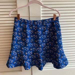 J. Crew cobalt blue red white flower skirt